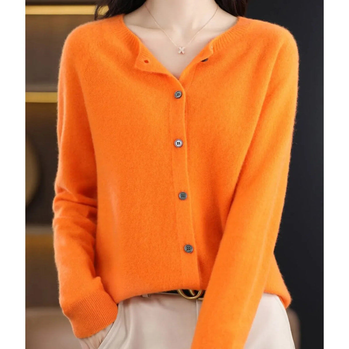 Céline - Gilet Élégant Boutonné Col Rond