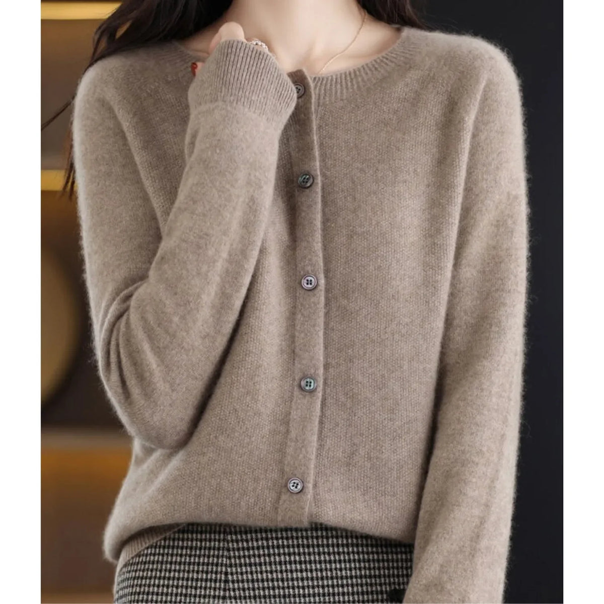 Céline - Gilet Élégant Boutonné Col Rond