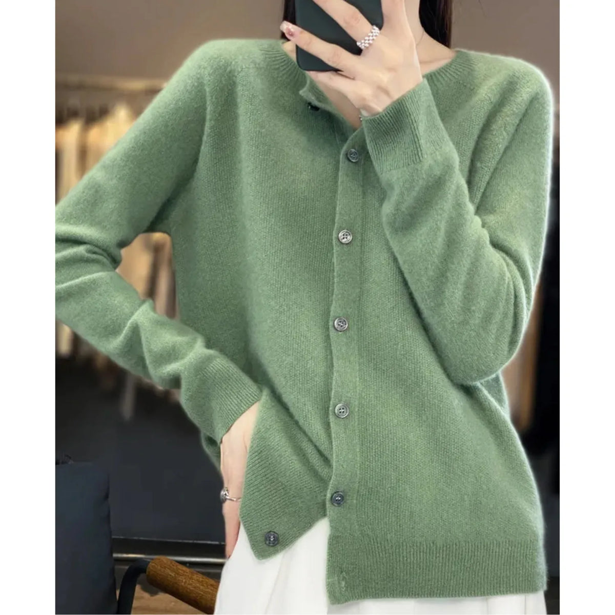 Céline - Gilet Élégant Boutonné Col Rond