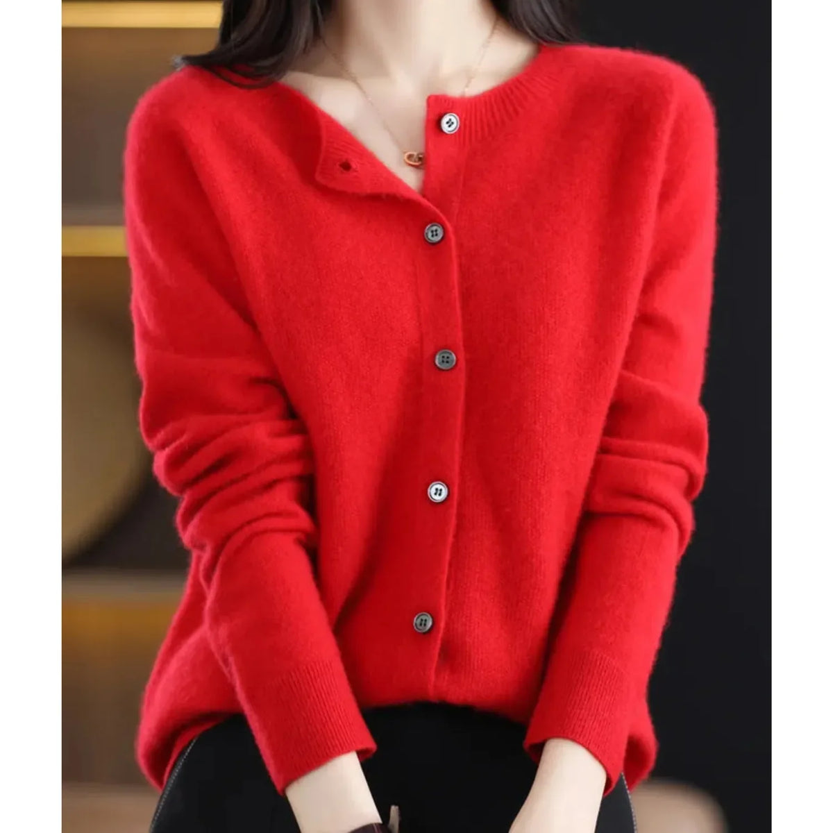 Céline - Gilet Élégant Boutonné Col Rond