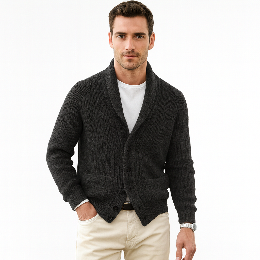 Damien - Cardigan Classique Col Châle Boutonné