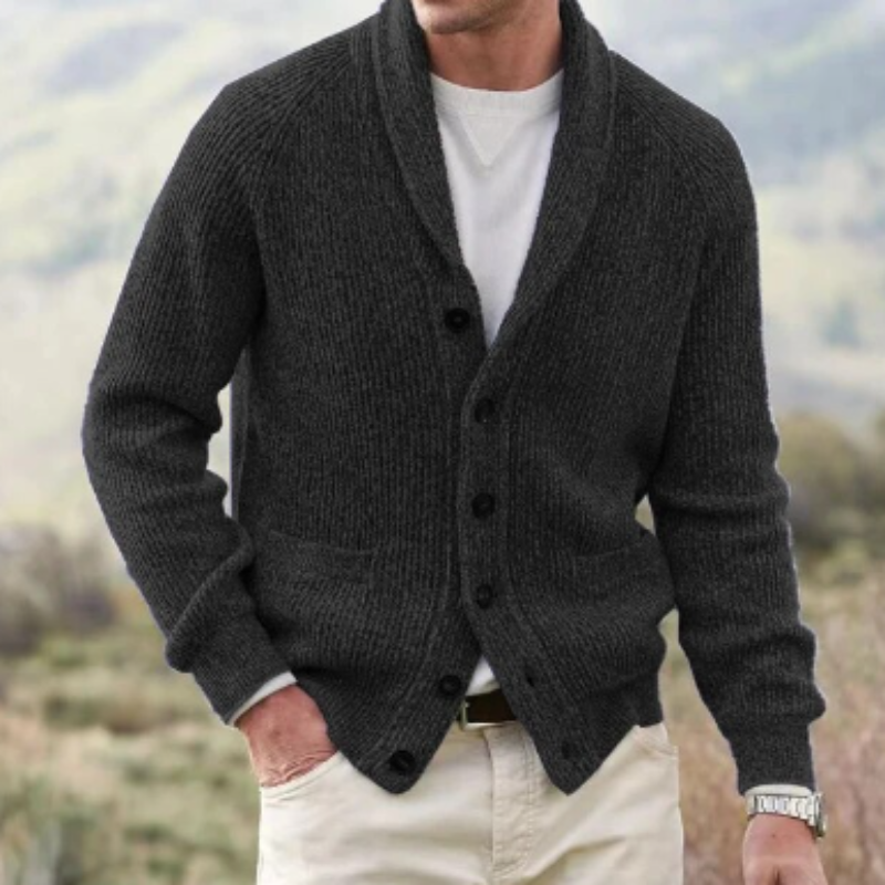 Damien - Cardigan Classique Col Châle Boutonné