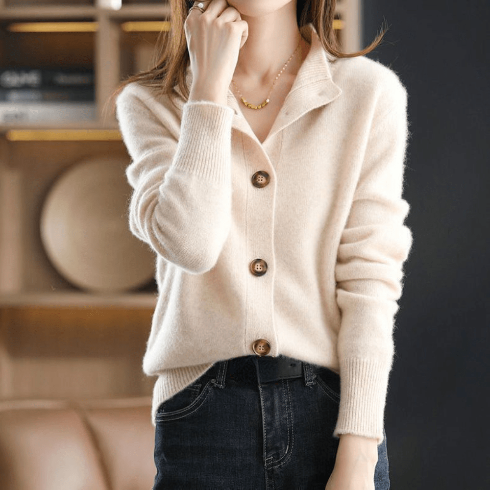 Émilie - Gilet Raffiné Cachemire Boutonné