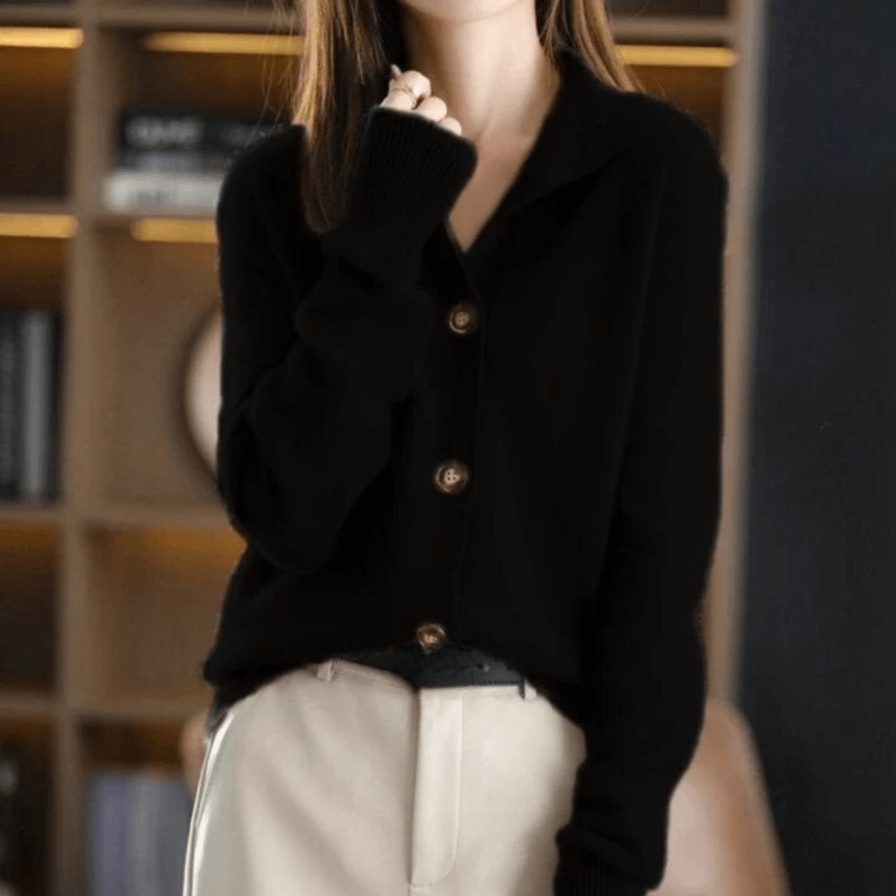 Émilie - Gilet Raffiné Cachemire Boutonné