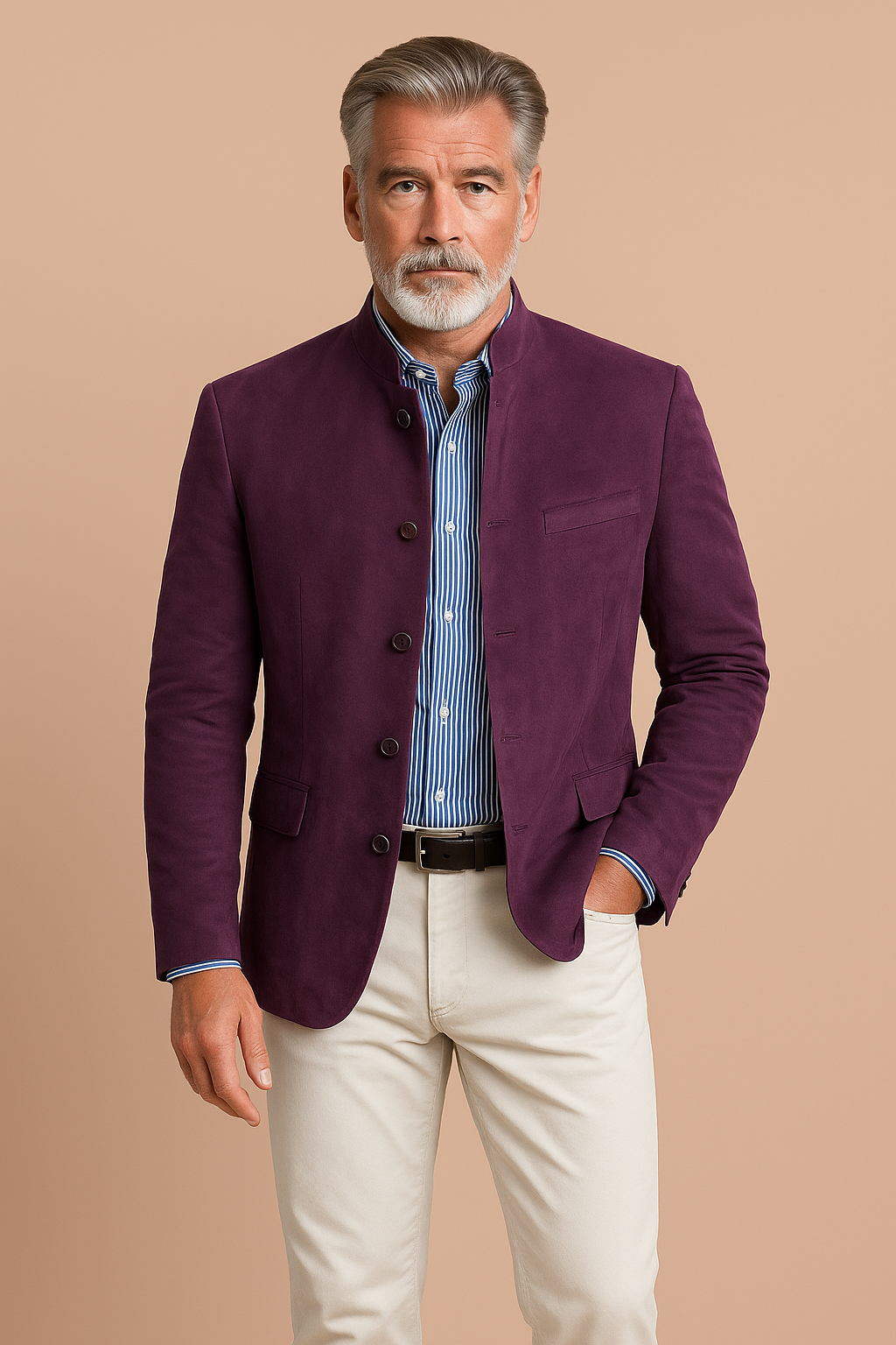 Philippe - Blazer Élégant Col Mandarin