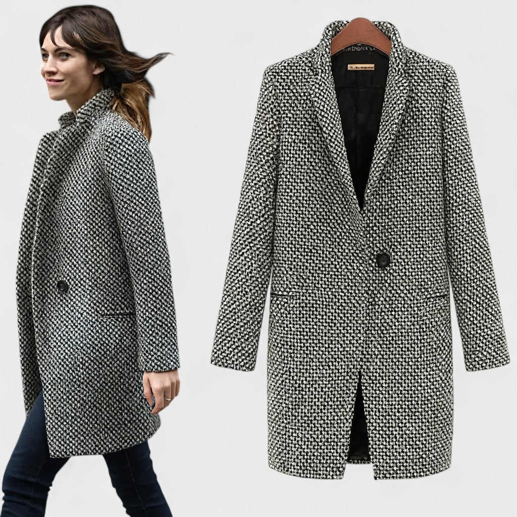 Sophie | Manteau Chic Mi-Long Pied-de-Poule