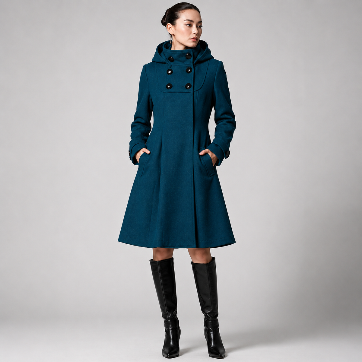 Marie | Manteau Élégant Cintré à Capuche