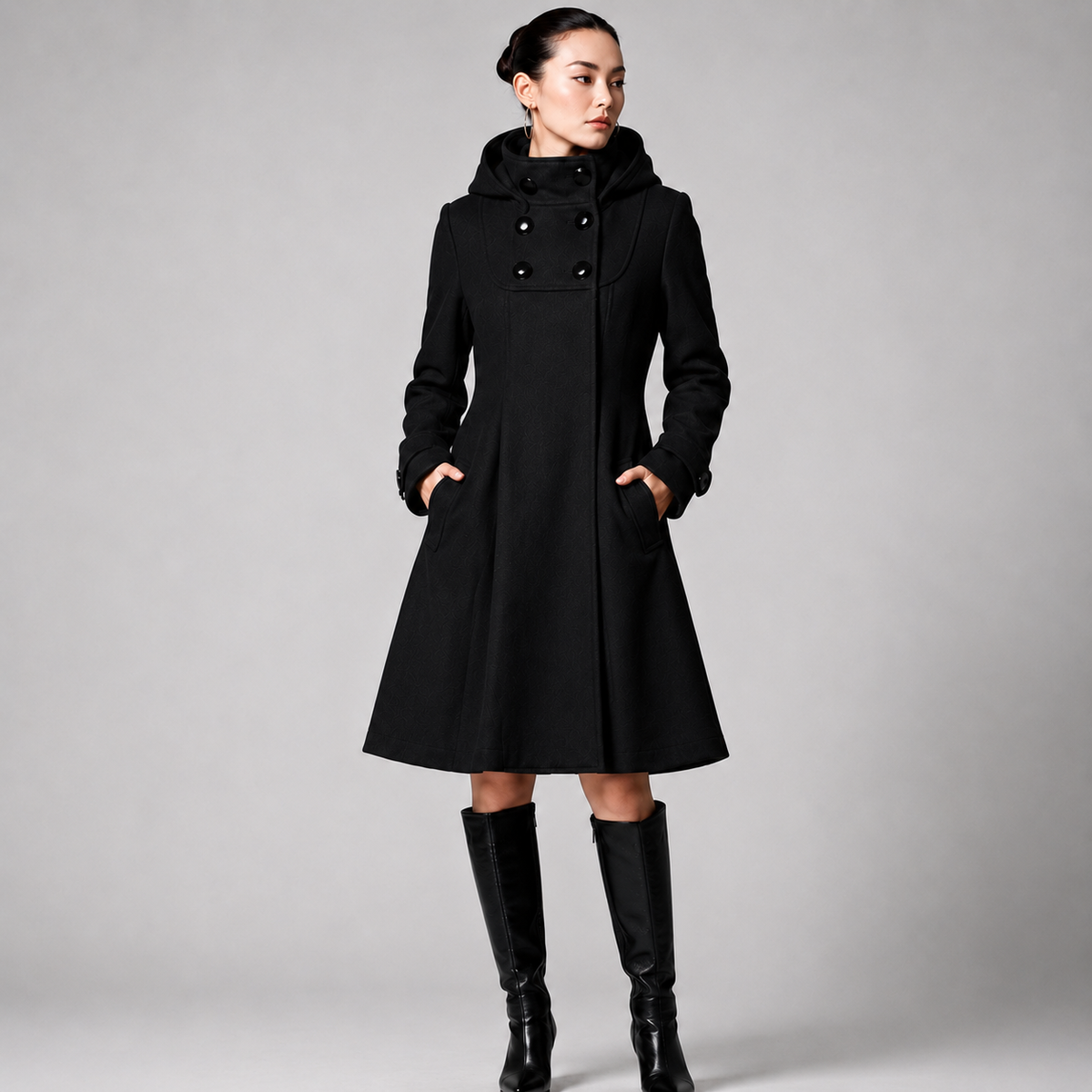 Marie | Manteau Élégant Cintré à Capuche