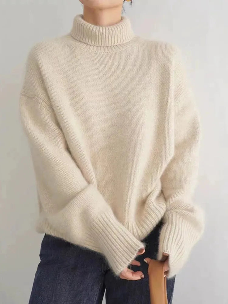 Sophie - Pull Élégant Oversize Col Roulé