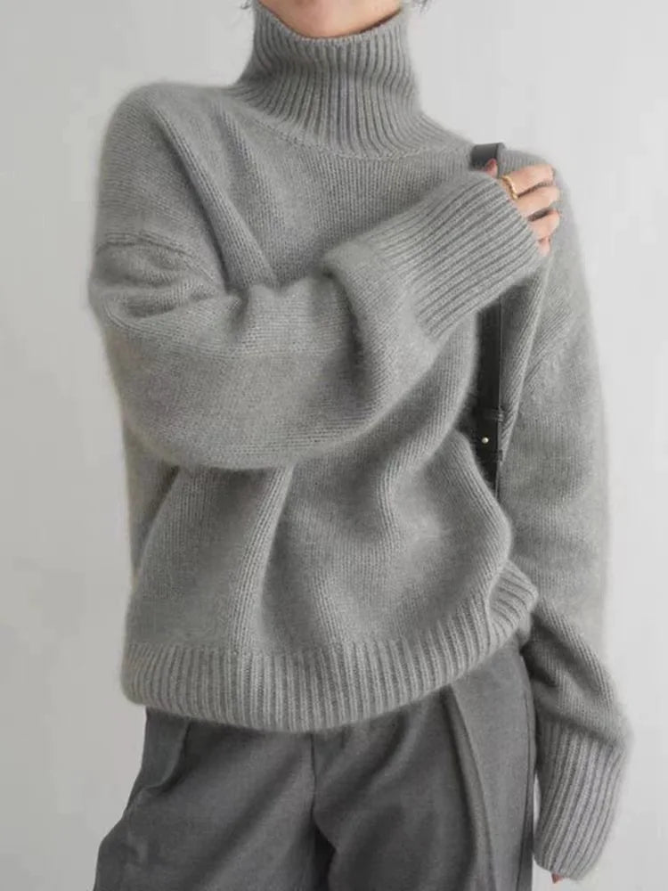 Sophie - Pull Élégant Oversize Col Roulé