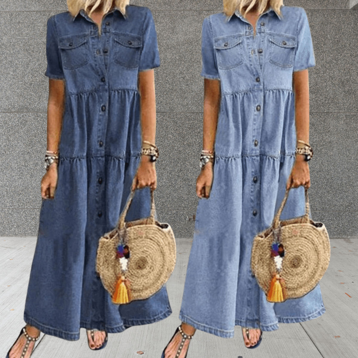 Clara - Robe Maxi en Denim d'Été