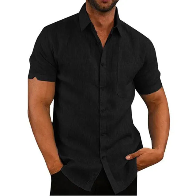 Étienne - Chemise Lin Casual Manches Courtes Homme