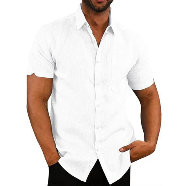 Étienne - Chemise Lin Casual Manches Courtes Homme