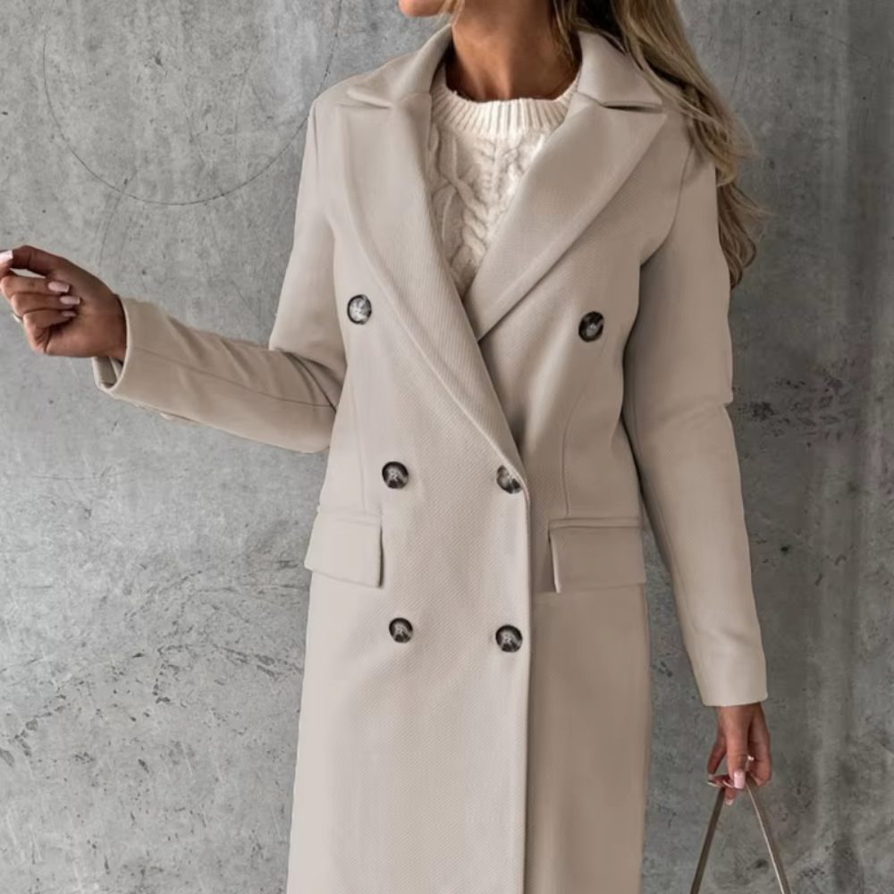 Améline – Long manteau chaud pour femmes avec col à revers, parfait pour un usage quotidien