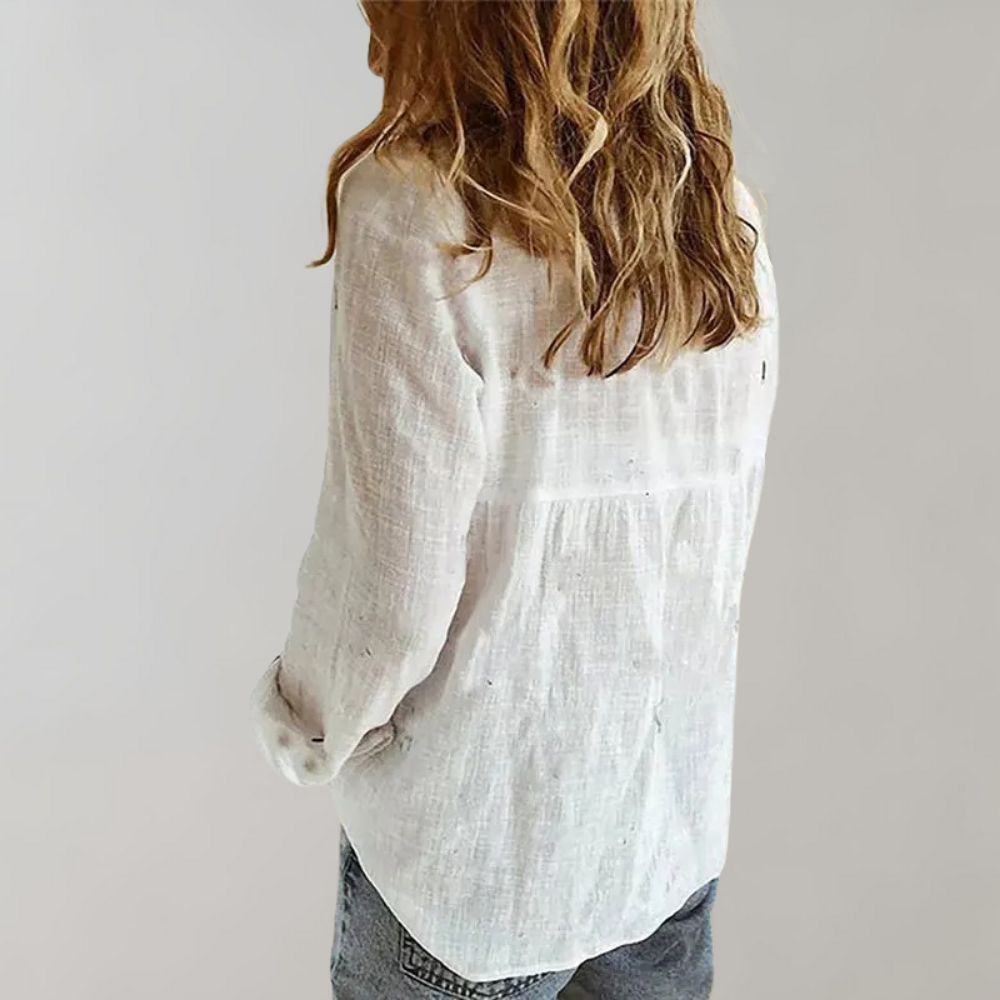 Chemise Femme En Lin Manches Longues Boutonnée - Pauline
