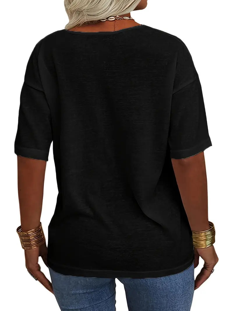 T-Shirt Femme Col V Manches Courtes Ample - Margot