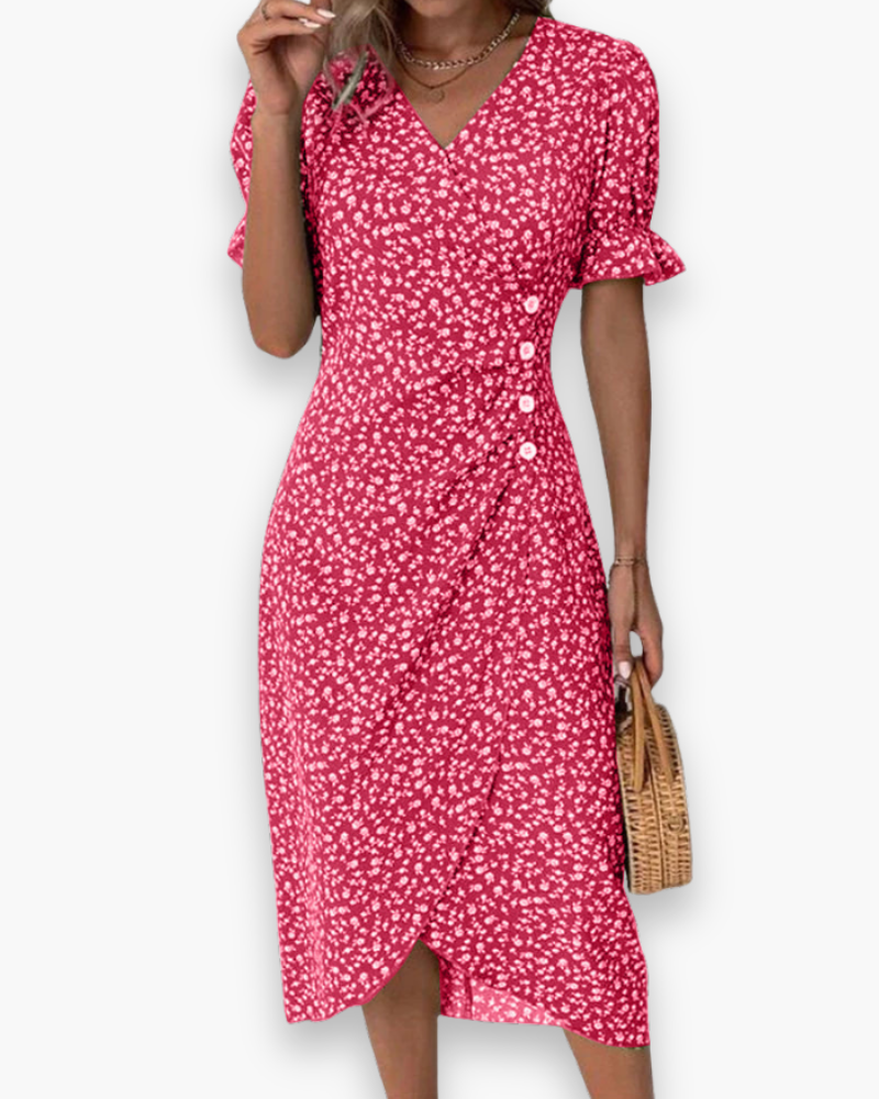 Robe droite midi à col V pour femme | Légère et flatteuse