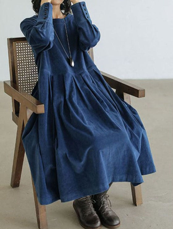 Véronique | Robe Longue Élégante Plissée Vintage