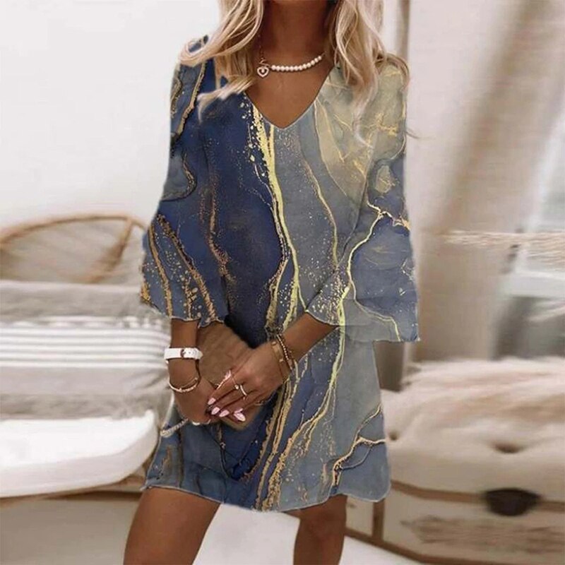 Amandine - Robe Imprimée Chic Et Féminine - Coupe Moulante, Coton, Femme