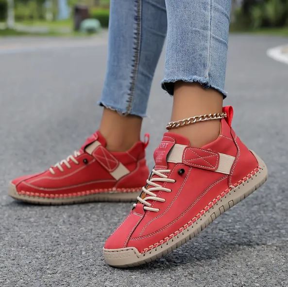 Christine | Baskets Élégantes Cuir Surpiquées