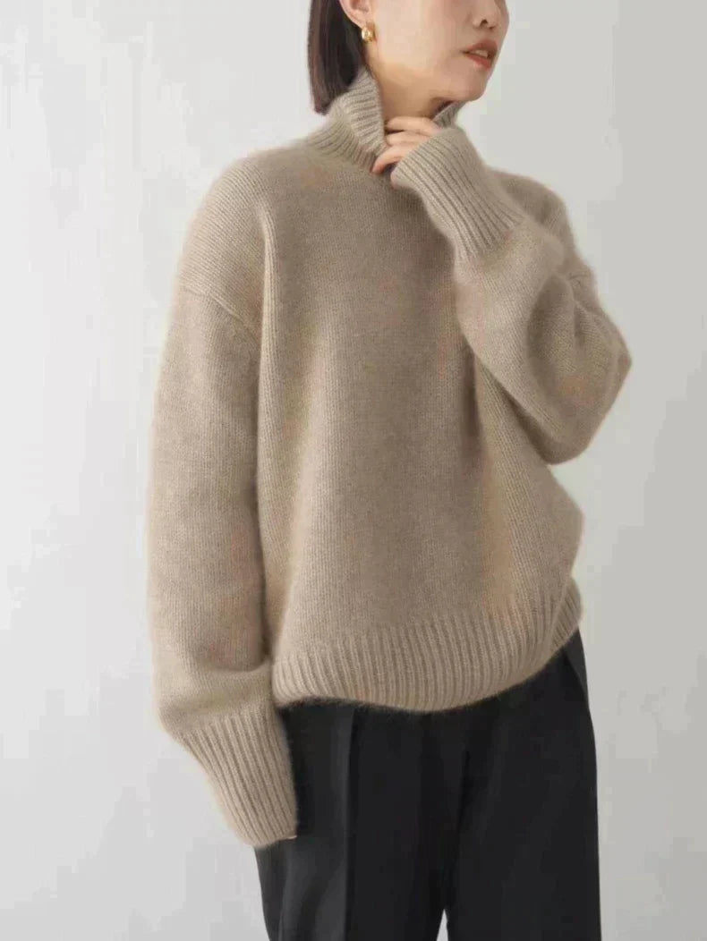 Sophie - Pull Élégant Oversize Col Roulé