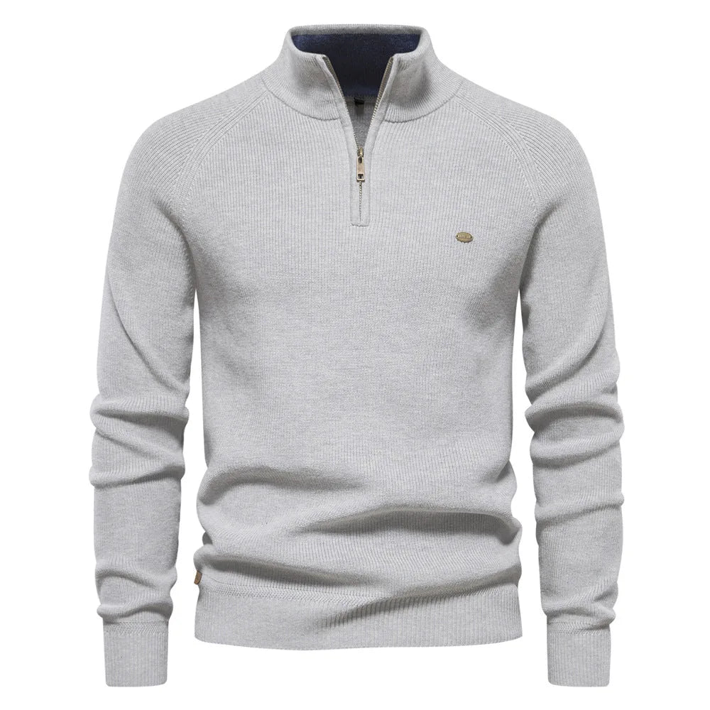 Christophe - Pull Élégant Col Montant Demi-Zippé