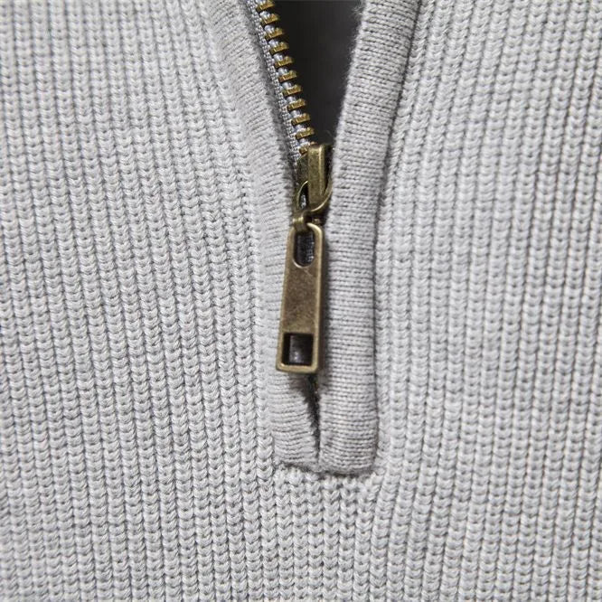 Christophe - Pull Élégant Col Montant Demi-Zippé