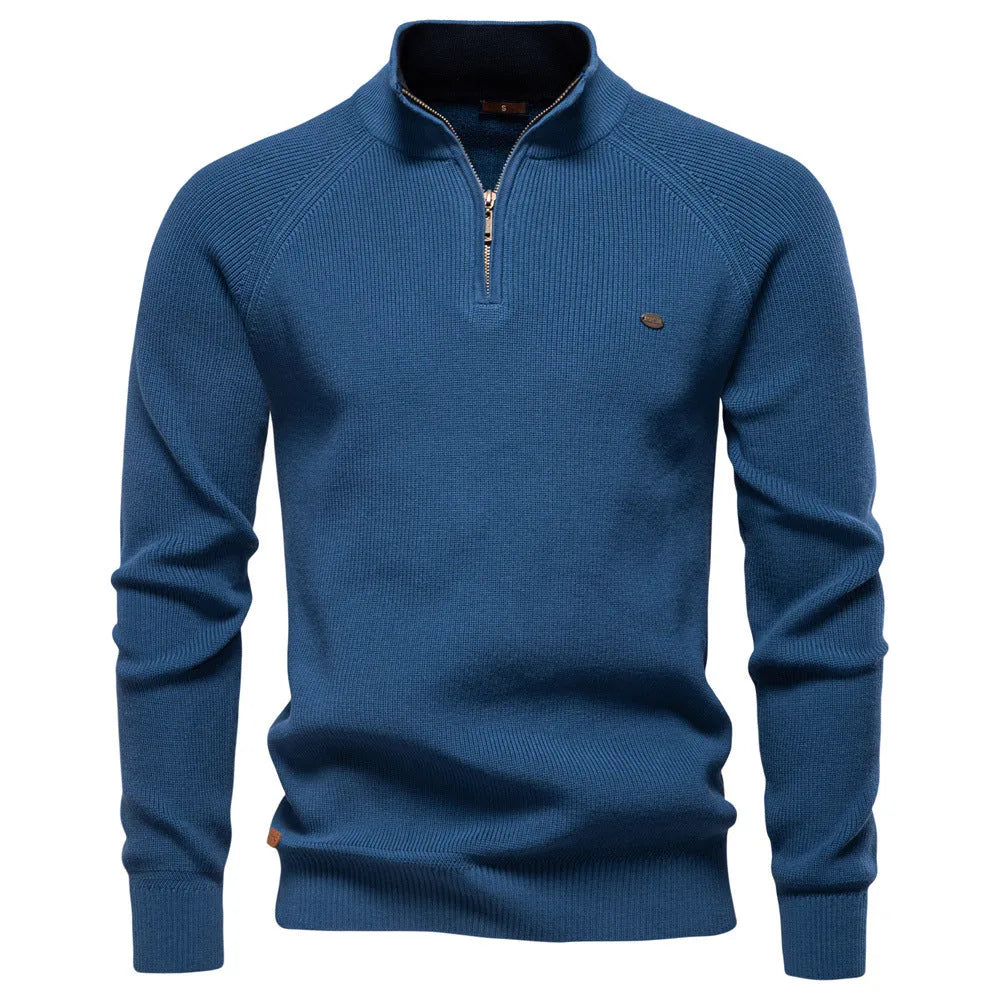Christophe - Pull Élégant Col Montant Demi-Zippé