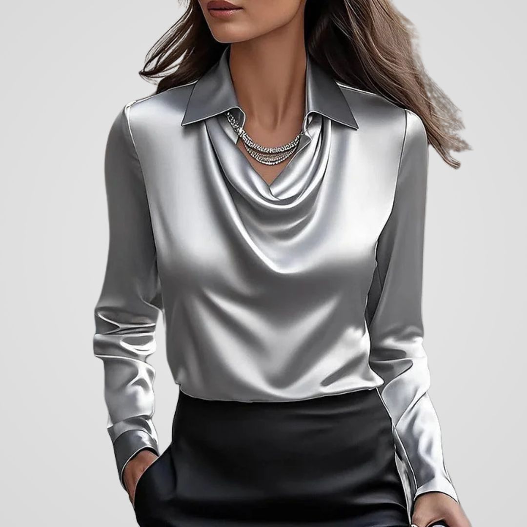 Chemise Femme En Satin Manches Longues - Coralie