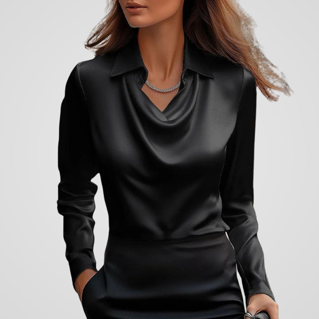 Chemise Femme En Satin Manches Longues - Coralie