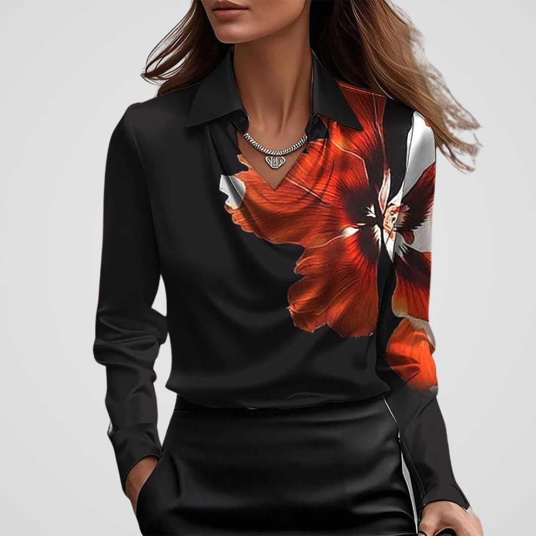 Chemise Femme En Satin Manches Longues - Coralie