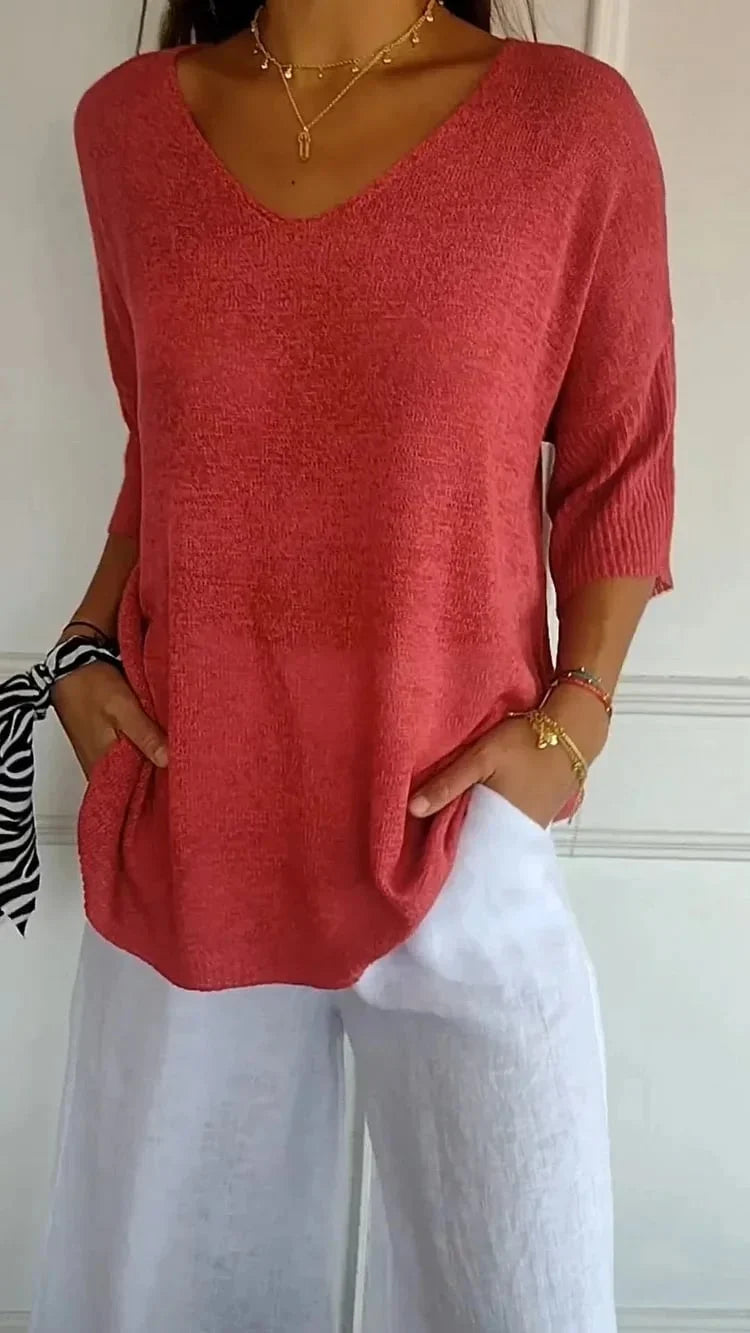 Odile - Pull léger à col V femme
