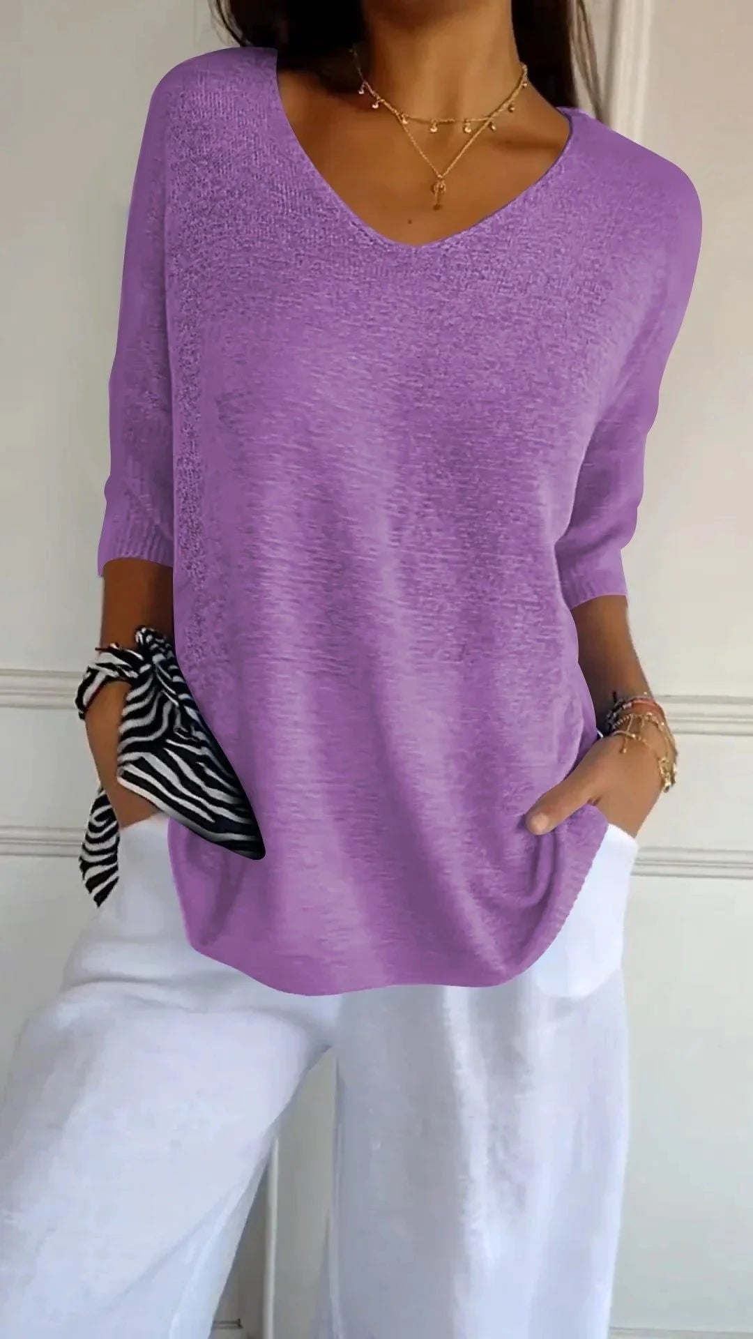 Odile - Pull léger à col V femme