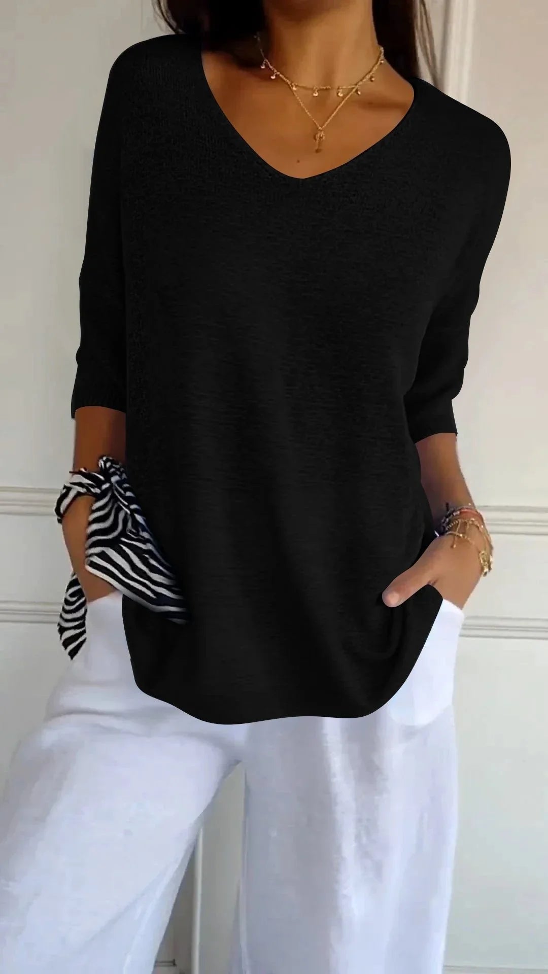 Odile - Pull léger à col V femme