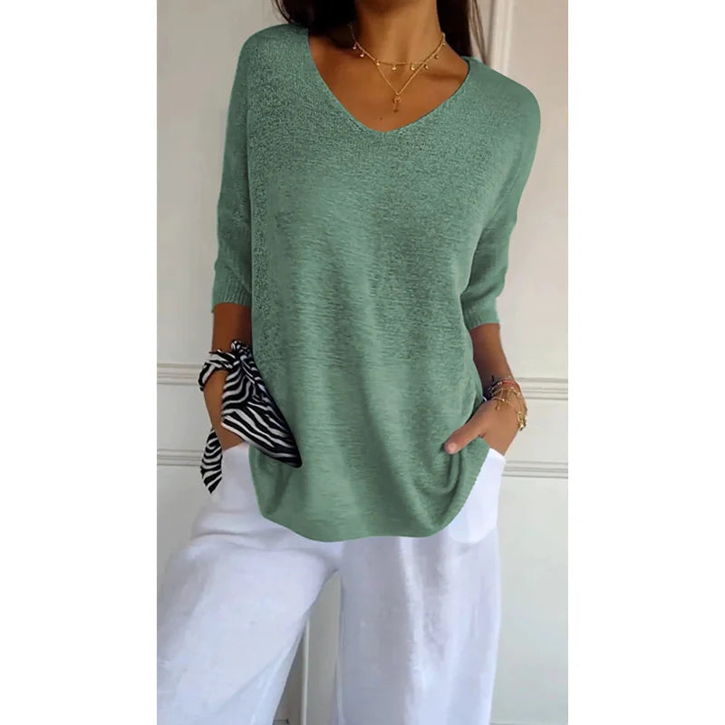 Odile - Pull léger à col V femme