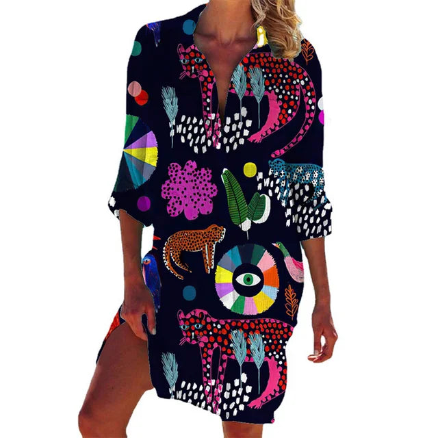 Pauline - Blouse Hawaïenne Imprimée Fleurs Tropicales