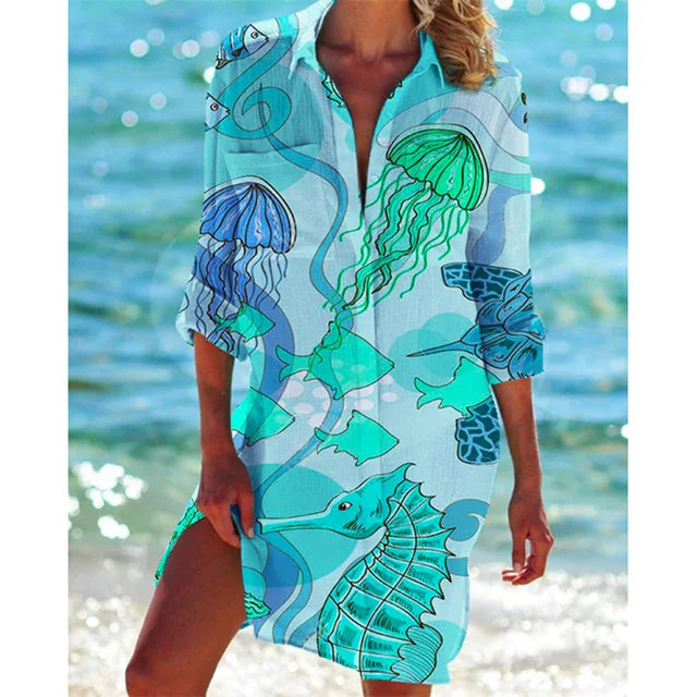 Pauline - Blouse Hawaïenne Imprimée Fleurs Tropicales