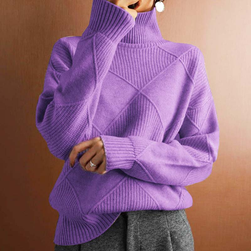 Isabelle - Pull Élégant Oversize Col Roulé