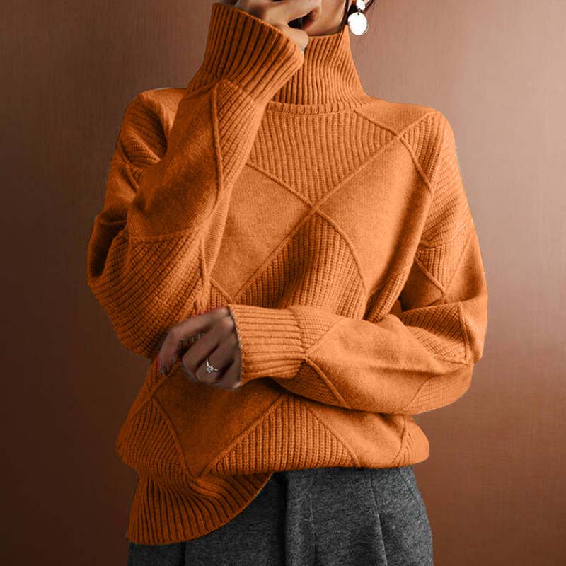 Isabelle - Pull Élégant Oversize Col Roulé