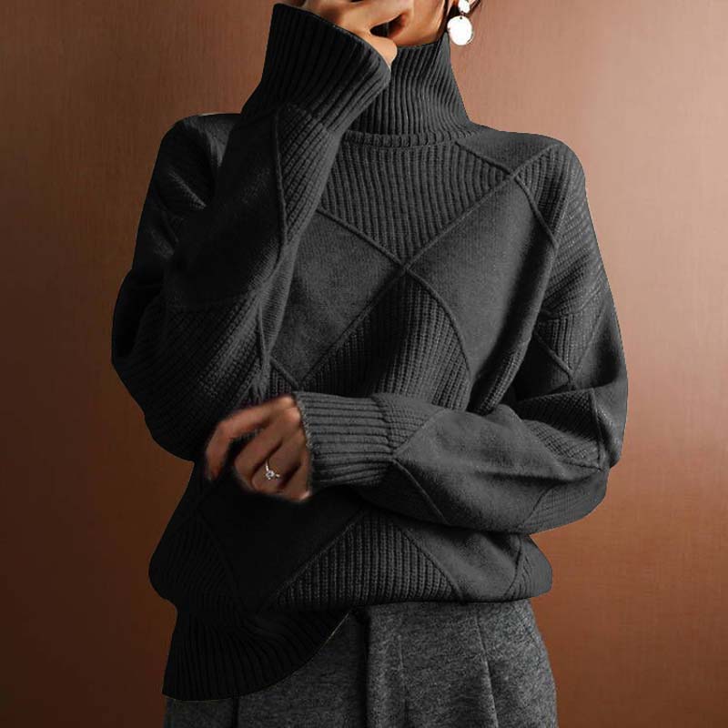 Isabelle - Pull Élégant Oversize Col Roulé
