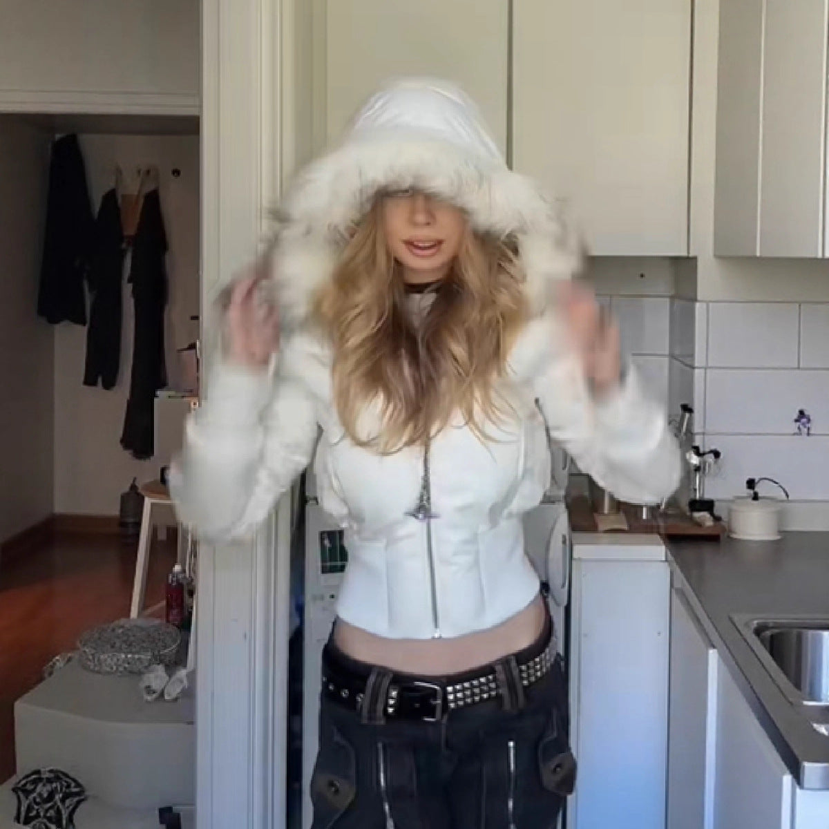Élodie – Manteau matelassé d’hiver femme avec capuche amovible