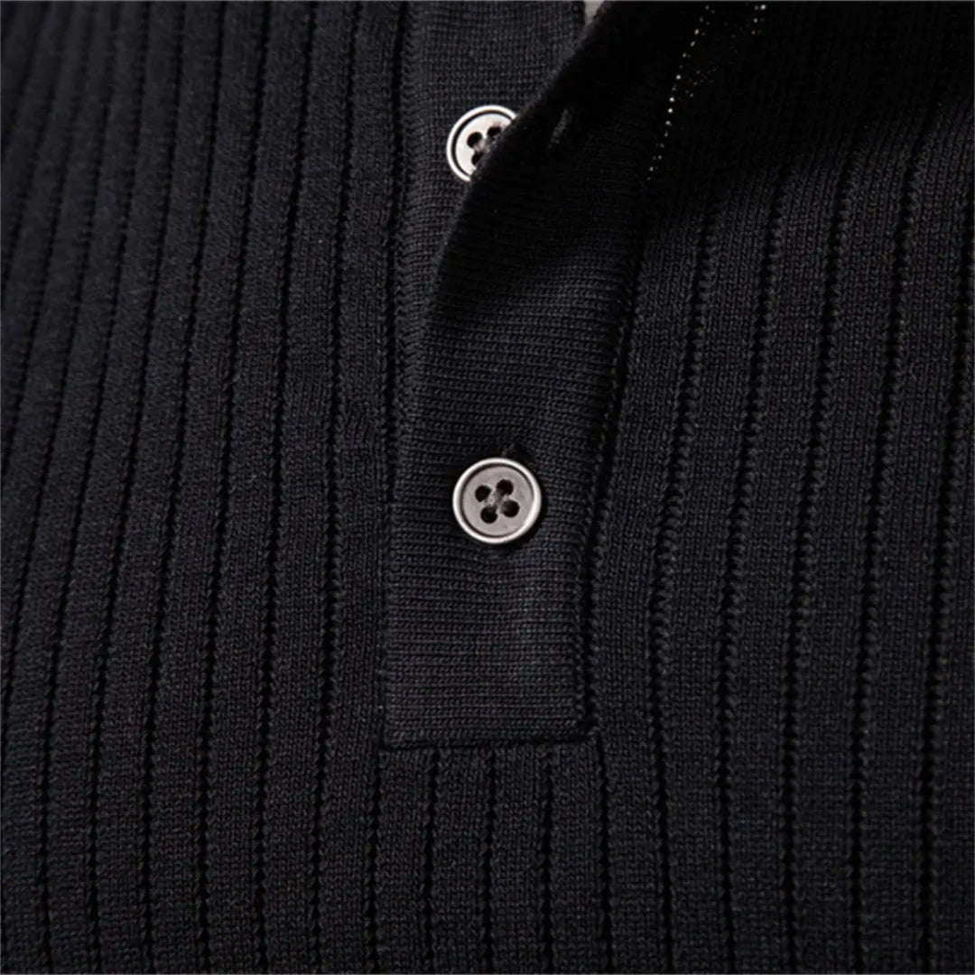 Vincent - Pull Élégant Côtelé Col Boutonné