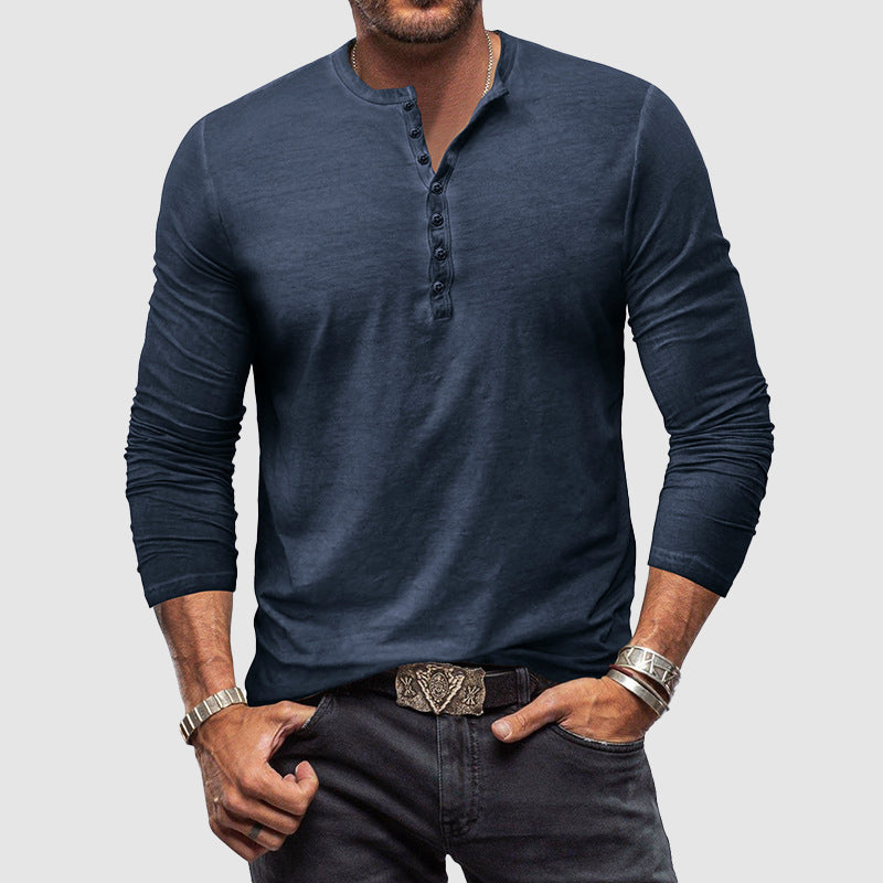 Mathieu - T-shirt Henley Manches Longues Homme