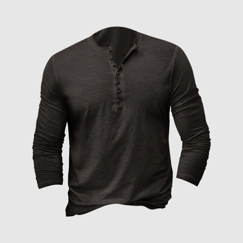 Mathieu - T-shirt Henley Manches Longues Homme