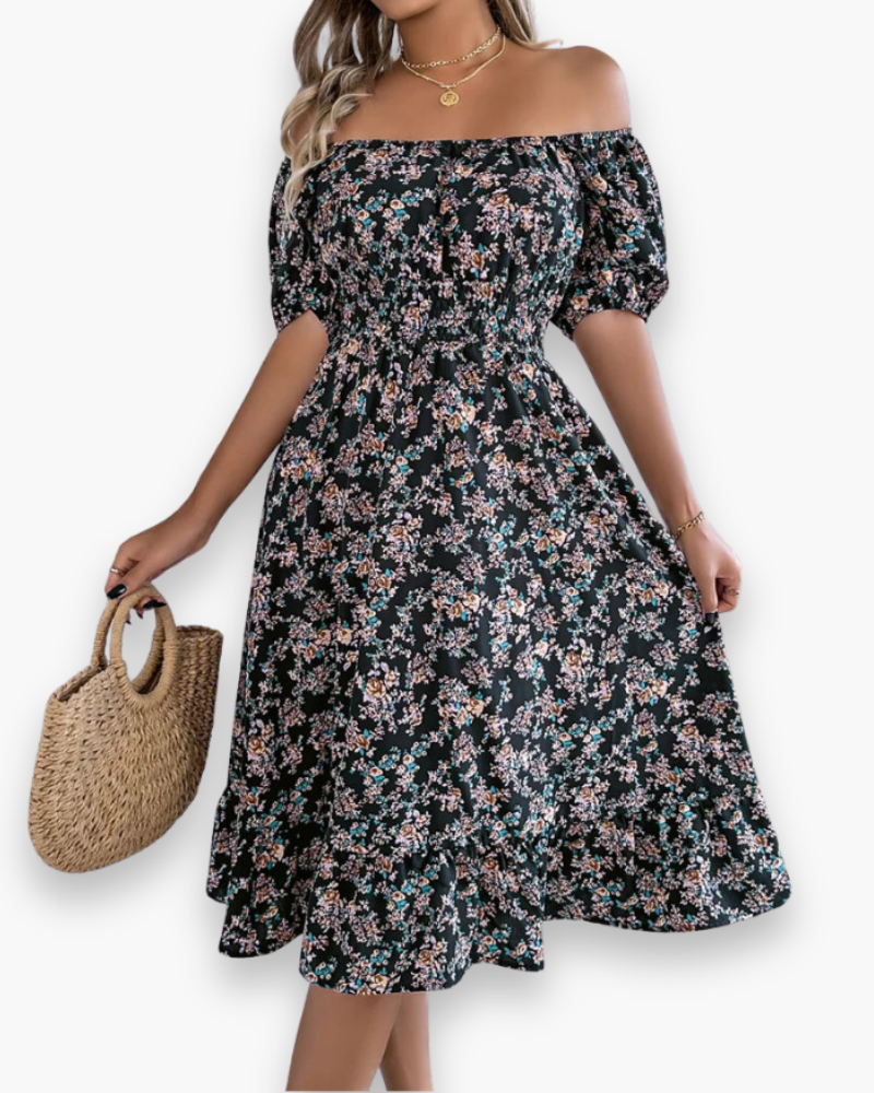 Robe midi smockée à fleurs pour femme | Ample et confortable