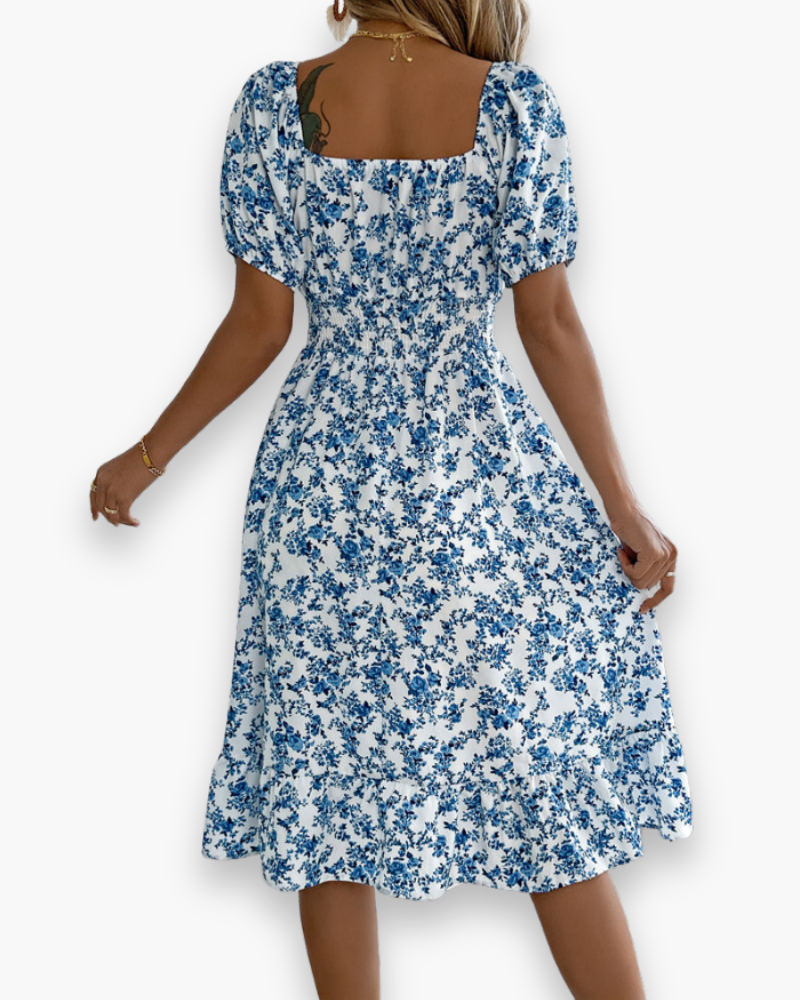 Robe midi smockée à fleurs pour femme | Ample et confortable