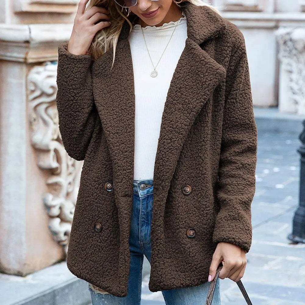 Michèle - Manteau Élégant Teddy Croisé