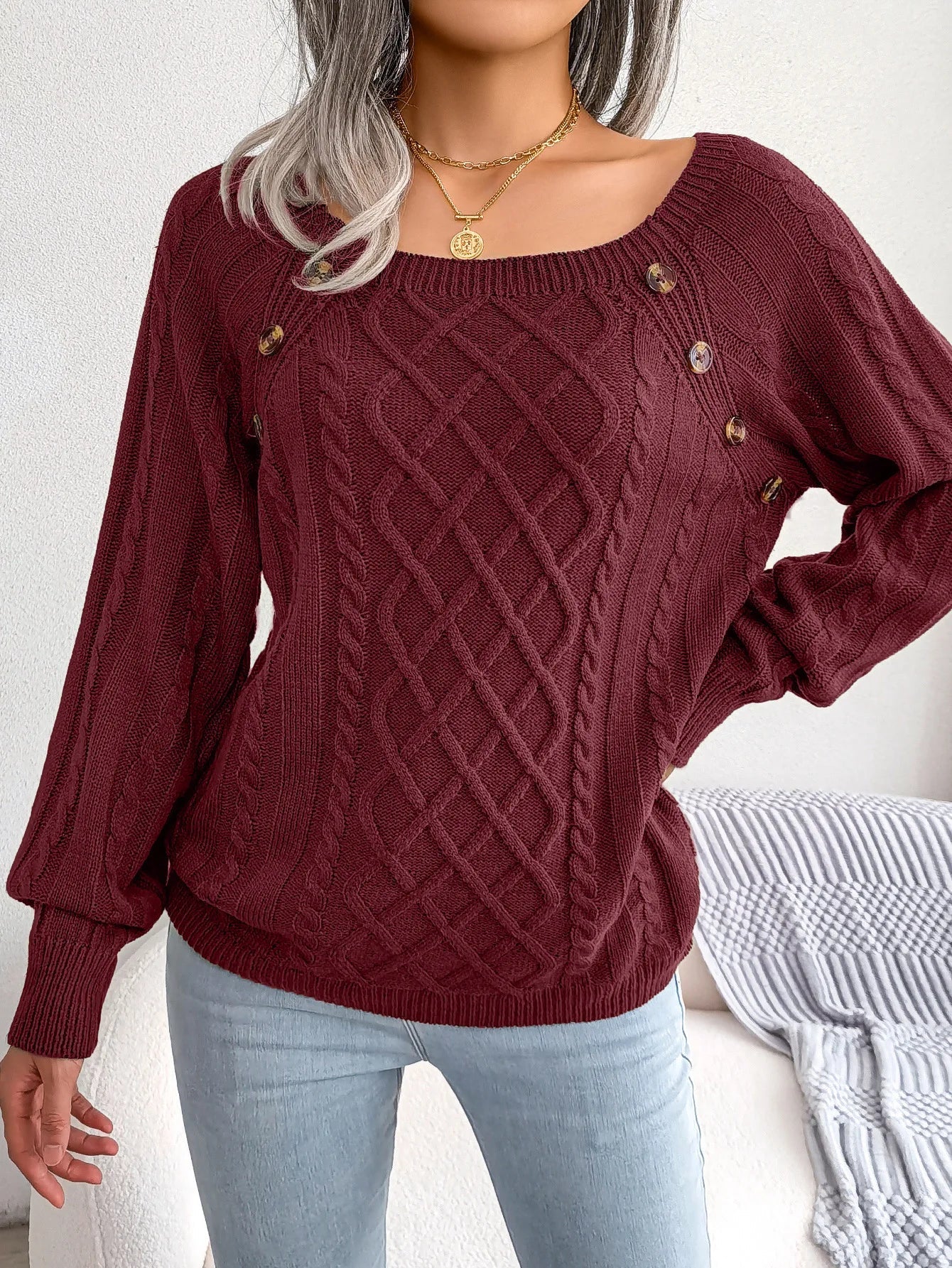 Rosalie – Pull En Maille Avec Encolure Carrée, Élégant Et Intemporel