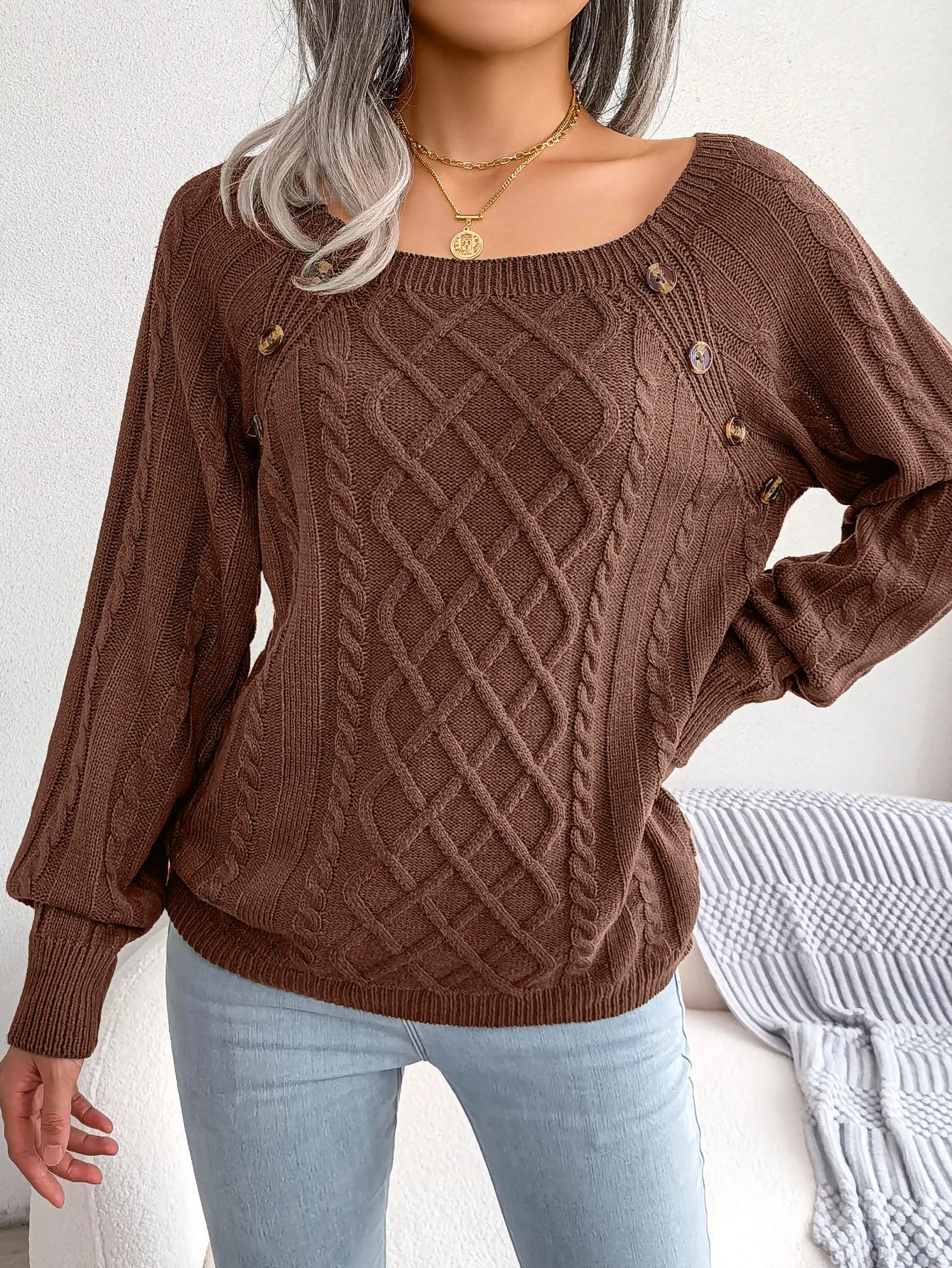 Rosalie – Pull En Maille Avec Encolure Carrée, Élégant Et Intemporel