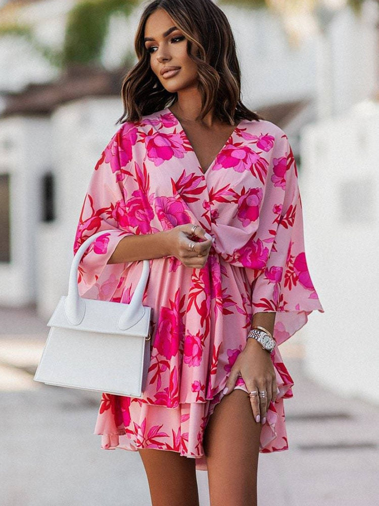 Lucie - Mini-Robe Bohème À Coupe Fluide